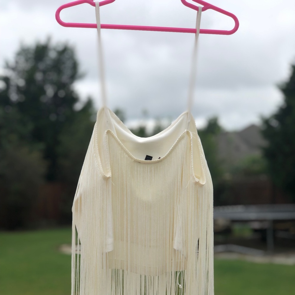 TOPSHOP Party Fringe Crop Top